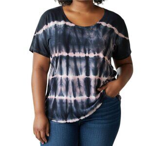LEE Navy & Pink Tie Dye Short Sleeve Stretchy Shirt - Size XL